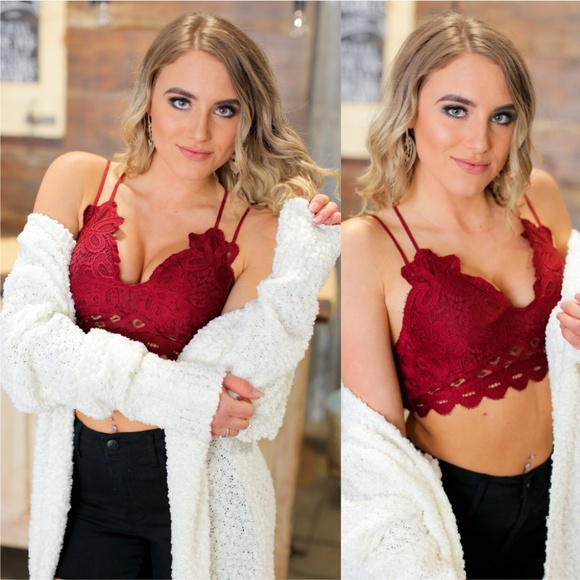LAST ONE! Burgundy Lace Bralette with Padding - Picture 6 of 8